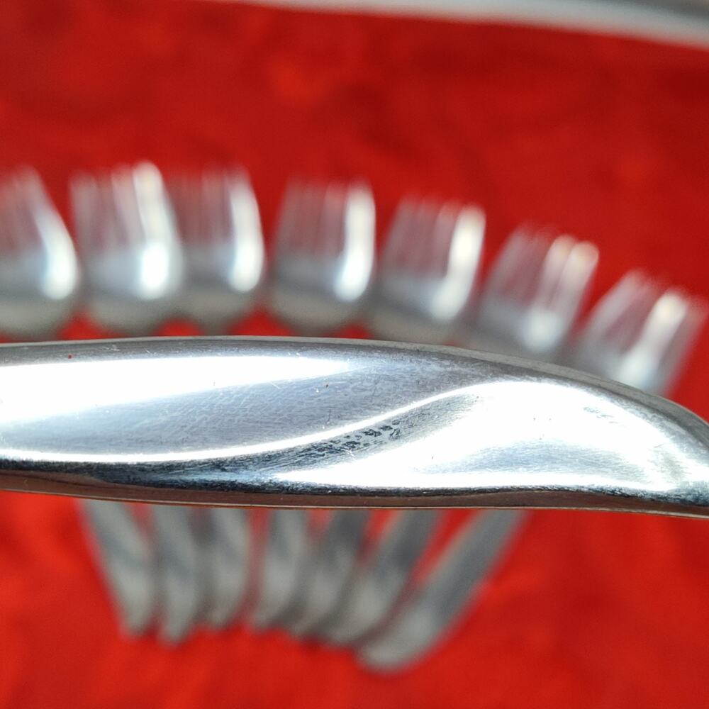 8X SF Towle SCC Supreme Cutlery Stainless Japan TWS110 Curved Tip Salad Forks